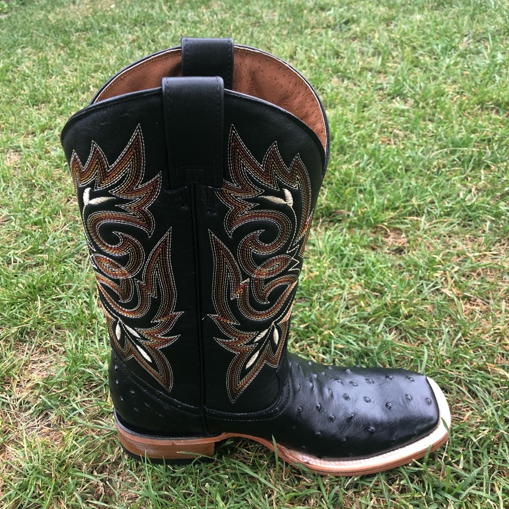 Men Western Genuine Leather Ostrich Print CowBoy Boots Bota Avestruz - Picture 5 of 7
